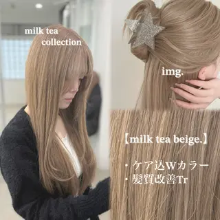 ロング カラー NAMI🤎ブラウン &ミルクティー🤍のヘアスタイル