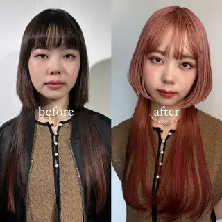ロング カラー 暖色カラー🍒 ケアブリーチ/akiのヘアスタイル