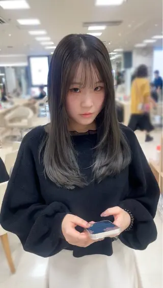 ロング シャドウパーマ／骨格 矯正カット　トモキのヘアスタイル