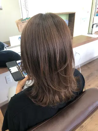 ミディアム カラー パーマ ヘアアレンジ ❣️倉敷❣️美髪 カラー能登一成のヘアスタイル