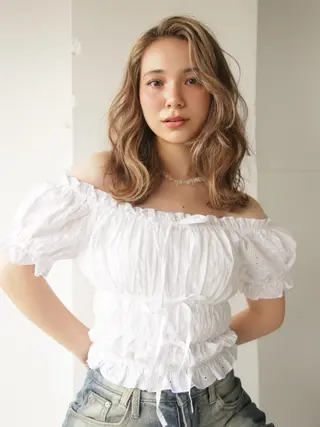 ミディアム カラー ナガミネアリサ/ 学芸大学/海外ヘアのヘアスタイル