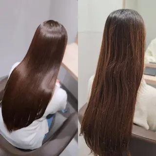 セミロング 縮毛矯正をしている人 のためのカラーのヘアスタイル