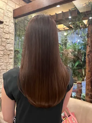 ロング 縮毛矯正／艶カラー アオキタイキのヘアスタイル