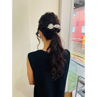 セミロング カラー パーマ ヘアアレンジ 🦋エクステ/透明感 カラー🦋宮川莉央のヘアスタイル