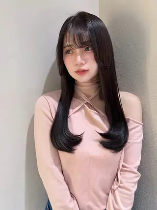 ロング カラー 興津/韓国レイヤー ダブルカラー美髪縮毛のヘアスタイル