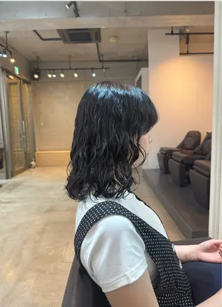 セミロング 🌿朝5分でお洒落 パーマスタイル🌿のヘアスタイル