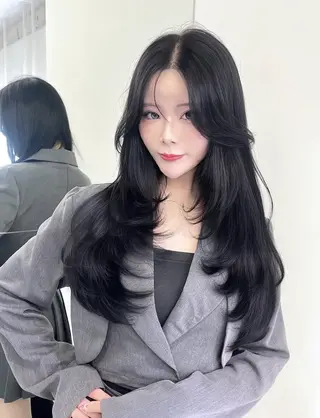 ロング カラー ヘアアレンジ レイヤー/髪質改善 縮毛/ハッシュカットのヘアスタイル