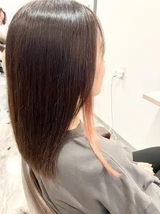 ミディアム カラー ブリーチ&ストレート 長谷川勇人のヘアスタイル