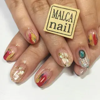 セミロング ヘアアレンジ パーマ ネイル キッズ マツエク・マツパ 荒木 莉奈のネイルデザイン