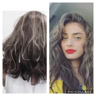 セミロング カラー ブリーチカラー 美髪矯正takaraのヘアスタイル