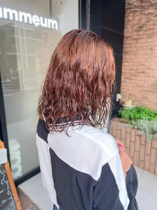 ミディアム パーマ ヘアアレンジ ユウ 二子玉川駅 半個室サロンのヘアスタイル