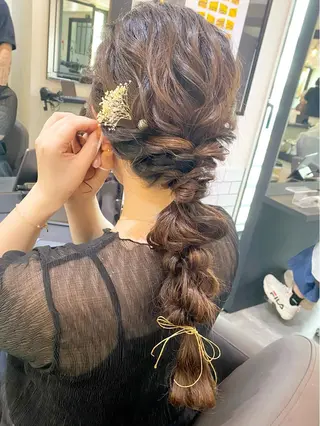 ヘアアレンジ 艶ピンク*ヘアセット 🌙shioriのヘアスタイル