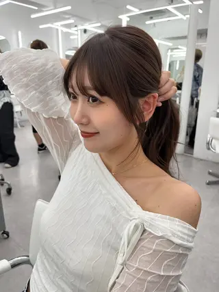 セミロング カラー レイヤーカット顔周り /アレンジ伊藤彪真のヘアスタイル
