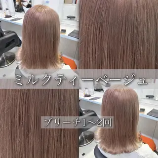 セミロング カラー 🪄池袋ハイトーン 🪄ブリーチカラーのヘアスタイル