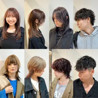 セミロング カラー パーマ ハッシュ・ウルフ🐺 小顔レイヤー松山直史のヘアスタイル