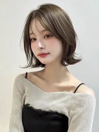 ミディアム カラー 酸性ストレート/ 暖色カラー/ココネのヘアスタイル