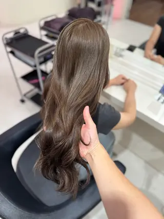 ロング 縮毛矯正× ブルーブラック/池袋のヘアスタイル