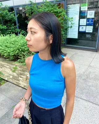 ミディアム デザインカラー/ボブ ブリーチカラー/ユリのヘアスタイル