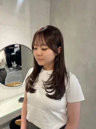 セミロング 新宿/顔周りカット +レイヤー=しずく♩のヘアスタイル