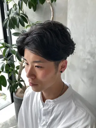 ショート パーマ メンズ 波巻きスパイラルパー マ/シャドウパーマ駿のヘアスタイル