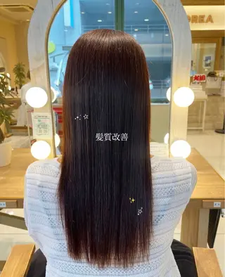 ロング ブリーチなしカラー/ 暖色カラー/艶カラーのヘアスタイル