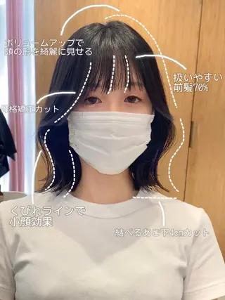 ミディアム カラー パーマ ヘアアレンジ 小野寺瑞希 /最小顔カットのヘアスタイル