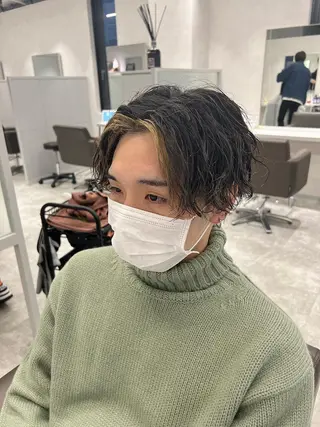 ショート カラー パーマ メンズ 関西センターパート メンズモデル募集のヘアスタイル
