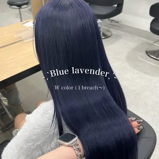ロング カラー 暗髪🩶ラベンダー/ ブルー/ユウナ🤍のヘアスタイル