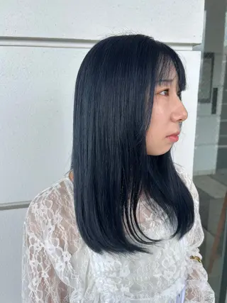 ミディアム カラー 髪質改善×ハイトーン レイヤー天神美容室のヘアスタイル