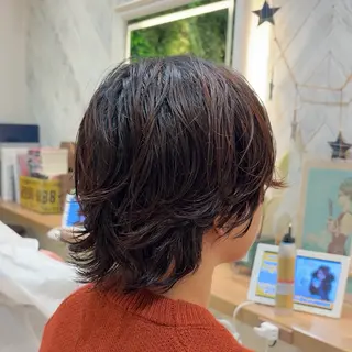 ショート パーマ 横浜パーマ🌐メンズ 暖色カラーもえかのヘアスタイル