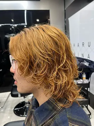 ショート パーマ メンズ 若命燿史／レイヤー 縮毛矯正/髪質改善のヘアスタイル