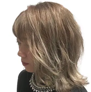 ミディアム カラー ケアブリーチ /髪質 改善/古橋圭史郎のヘアスタイル