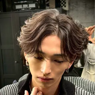 ミディアム パーマ メンズ 恵比寿メンズカット モデル無料/かずきのヘアスタイル