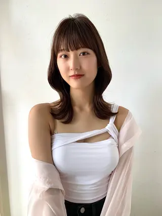 ミディアム カラー ✨コテ巻き風パーマ ✨川合佑哉のヘアスタイル