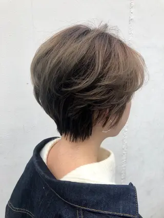 ショート カラー パーマ ヘアアレンジ 【白髪ぼかし 専門GBG】自由が丘のヘアスタイル
