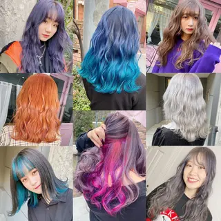 ミディアム カラー ヘアアレンジ TAKUMAブリーチ /切りっぱなし🪽のヘアスタイル