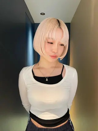 ショート カラー ヘアアレンジ ハッシュカット/ 韓国ヘア☽⋰mahoのヘアスタイル