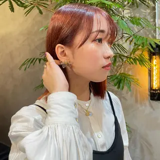 ミディアム カラー 顔周りカット 【オノザワリョウ】のヘアスタイル
