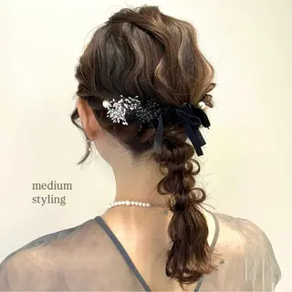 ミディアム ヘアアレンジ 立川 🫧 ブリーチ 艶髪カラー🧸✨️のヘアスタイル