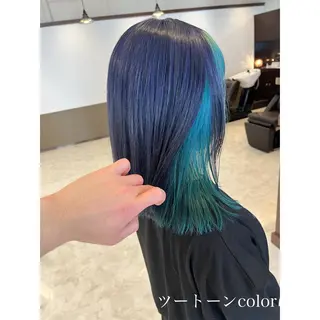 セミロング カラー 坂井田 浩樹のヘアスタイル
