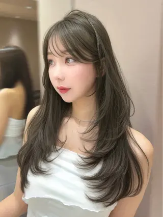 ロング 縮毛矯正/レイヤー 韓国/顔まわり/夢音のヘアスタイル