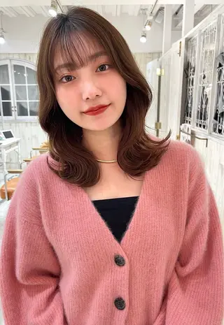 ミディアム カラー 【韓国ヘア×透明感 カラー】笹谷 莉未のヘアスタイル
