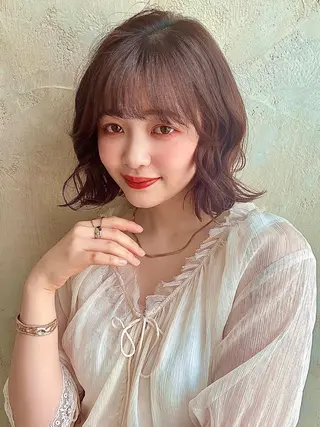 ミディアム カラー パーマ ヘアアレンジ 🌈小顔似合わせ SHIHO🌈のヘアスタイル
