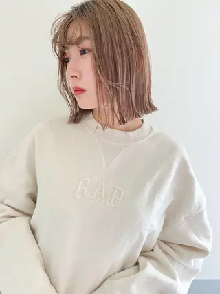 ショート カラー 似合わせボブ×地毛風 縮毛矯正❕ayanaのヘアスタイル