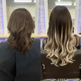 セミロング カラー ヘアアレンジ アイブロウ LAVENDIA 初音のヘアスタイル