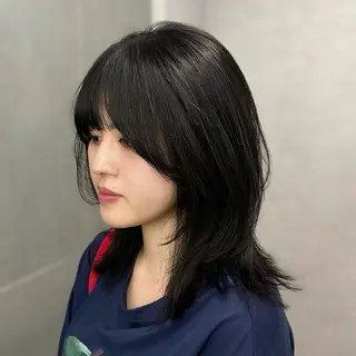 ミディアム SUZUNO🤎ボブ レイヤー🫧顔周りのヘアスタイル