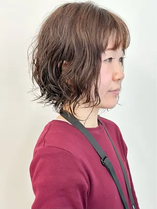ミディアム パーマ ボブ/ゆるふわ ボブパーマ/とういのヘアスタイル