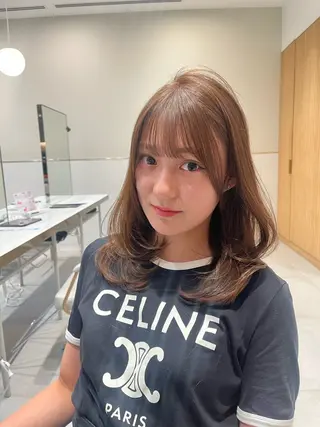 ミディアム 赤み消し透明感カラー 似合わせ前髪柴田礼空のヘアスタイル