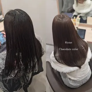 セミロング カラー 縮毛矯正をしている人 のためのカラーのヘアスタイル