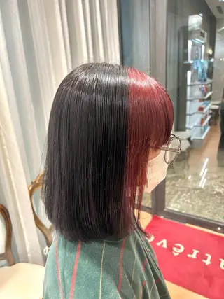 ミディアム カラー パーマ ヘアアレンジ 🌈インナーカラー ‘ショウマ’🌈のヘアスタイル